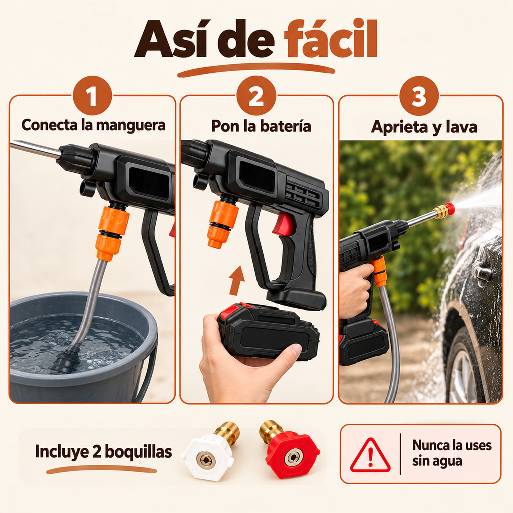 Cómo usar la hidrolavadora en 3 pasos