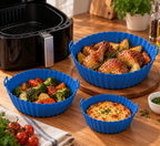 Moldes de Silicona Air Fryer – Antiadherentes, Aptos Lavavajillas, x6 Tamaños